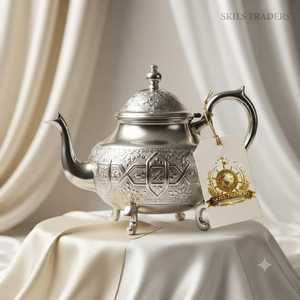 Embossed Silver <b>Teapot</b> Traditional Moroccan Mint Tea Kettle <b>Metal</b> Serveware For Hotel Restaurant And Home Tabletop - Product Image 3