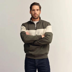 Sudaderas con Cierre de Cremallera de un Cuarto para Hombre, Diseño Color Block, 100% Algodón Felpa, Estilo Urbano, Manga Larga, Servicios OEM - Product Image 2