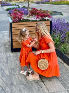 Merry Pretty-Mini tenue à volants, confortable et facile à porter, fabriquée en coton doux, Orange, maman & Me, nouvelle collection - Product Image 3