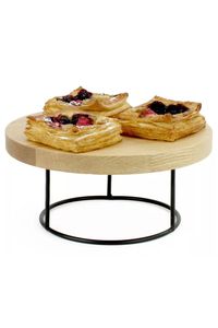 Base redonda decorativa para pasteles de madera y metal con apariencia rústica para decoración del hogar y eventos - Product Image 1