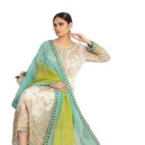 Vêtements de fête en mousseline de soie de luxe de Tawakkal ZORA pour femmes-3 pièces Salwar Kameez Boutique costume semi-cousu broderie lourde mariage - Product Image 1