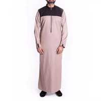 Jubba Thobe Khamis Robe Homme Hiver Haute Qualité Grande Taille Respirant Coton Polyester Islamique Perlé Décontracté Quatre Voies