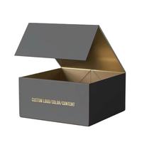 Caja de Regalo Magnética de Lujo con Logotipo Personalizado, Caja de Embalaje de Cartón Rígido Plegable Negra, Caja de Regalo de Papel Premium