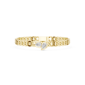 Bracelet chaîne à maillons double diamant ovale en or jaune 14 carats pour femme, avec diamants de laboratoire - Product Image 1