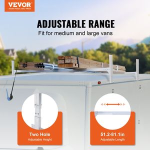 Scaletta regolabile per furgone in lega di alluminio capacità 400 lb 51.2 \ "-81.1 \" lunghezza rastrelliera - Product Image 2