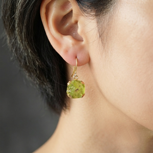 Raw Quartz <b>Dangle</b> Wire <b>Earrings</b> <b>Gold</b> Plated Prong Set Gemstone Jewelry Minimalist Women's - Product Image 6