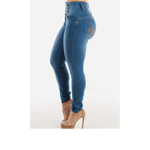 Nouvel Arrivage – Jean en Denim Décontracté Taille Haute Coupe Skinny Grande Taille Respirant Écologique pour Femme – Pantalon Long – Fournisseur BD - Product Image 3