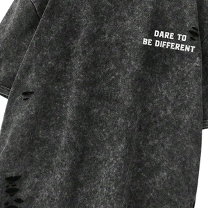 Oversized Men's Acid Washed <b>T</b>-<b>Shirt</b> Short Sleeve Distressed Street Style Cotton Jersey O-Neck Graphic Unisex Tee <b>Shirts</b> - Product Image 4