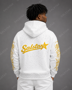 Sweat-shirt à capuche personnalisé avec strass blancs et manches graphiques, sweat-shirt streetwear surdimensionné, sweat-shirt à capuche avec logo personnalisé de qualité supérieure pour hommes - Product Image 4