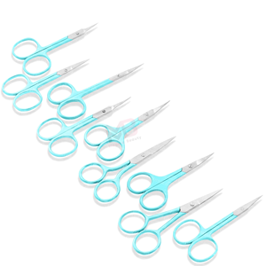 Tijeras para Cutículas de Acero Inoxidable Plateado con Punta Teal, Tijeras Multicapa para Extensiones de Pestañas, para Arte de Uñas y Belleza, Punta Puntiaguda - Product Image 6