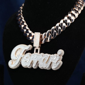 Iced Out 18K Gold Plated Moissanite Letter Name <b>Pendant</b> Men's Hip Hop Bling Necklace Custom <b>Initial</b> Letter <b>Pendant</b> For Men's - Product Image 2