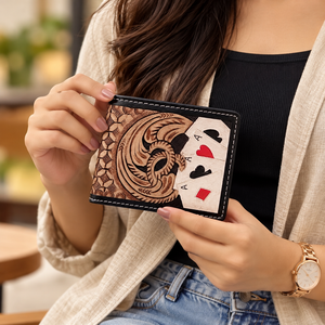 Cartera de Cuero Grabada a Mano para Hombre, con Cremallera Corta, RFID, Diseño de Moda Diaria, Negra, Porta Dinero, Regalo para Él, ¡La Más Vendida de 2025! - Product Image 1