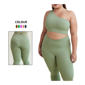 Nueva tira de dibujo acanalado moda exterior sujetador de un solo hombro en forma de gota de agua ahuecado hermosa espalda Yoga Tops - Product Image 2