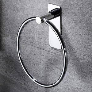 Anneau porte-serviettes auto-adhésif en acier inoxydable pour fixation murale de salle de bain, support de serviettes de toilette anti-rouille, accessoires de salle de bain modernes - Product Image 4