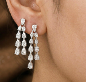 Maravillosos Pendientes de Diamantes de Laboratorio con Corte Pera, Color DEF, Claridad VS VVS, Oro Sólido de 14K y 18K, Pendientes Finos para Novia, Pendientes Colgantes - Product Image 5