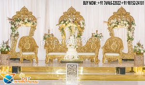 Conjunto de Muebles de Asientos para Ceremonia India Mehndi, Sofá de Madera Premium para Escenario, Sofá Elegante para Escenario Nupcial con Silla Lateral, Reino Unido - Product Image 3