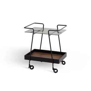 Minimalist Glass Bar Cart Modern Black Metal Frame 2-Tier <b>Serving</b> <b>Trolley</b> Rolling Wine Station Coffee Cart Home Bar Decor - Product Image 1