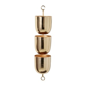 Jardinière murale suspendue à 3 niveaux en laiton, pot de fleurs contemporain en métal doré pour plantes vertes - Product Image 4