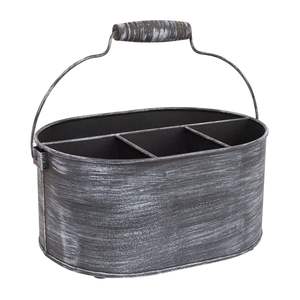 Porta cubiertos metálico con asa, decorativo, de hierro galvanizado, con 4 compartimentos, para almacenamiento de utensilios en el hogar, hotel o cocina. - Product Image 3
