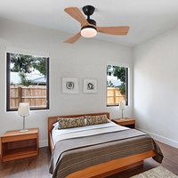 Ventilateur de plafond simple avec lumière et télécommande, 6 vitesses, conversion de fréquence, éclairage LED à intensité variable pour chambre à coucher et salon