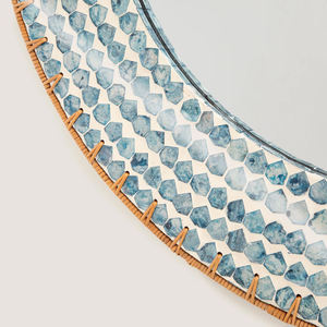 Espejo de pared redondo al por mayor a precio asequible, mosaico de concha de capiz azul natural para decoración del hogar, espejo de nácar. - Product Image 3
