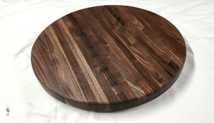 Wood Double Tier Rotating Tray Smooth-Spin Lazy Susan for <b>Tabletop</b> Spice Serving - Product Image 3