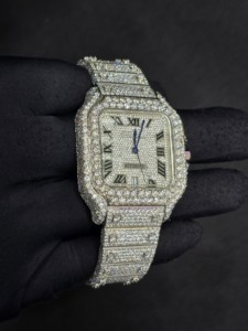 Luxury Automatic Mechanical <b>Watch</b> Stainless Steel Rectangle Case 40MM <b>Diamond</b> Encrusted Analog Dial Unisex Fashion Timepiece - Product Image 4