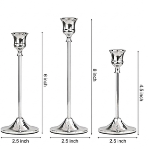 <b>Silver</b> Tone Metal Candle Holder Tall Pedestal <b>Candlestick</b> Stand for Wedding Home Decor - Product Image 2