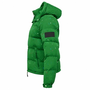 Blouson matelassé vert à capuche pour homme, fermeture éclair frontale, décontracté, hiver, écologique, coque en PU, garniture en fourrure, rembourrage en polyester, coupe classique - Product Image 5