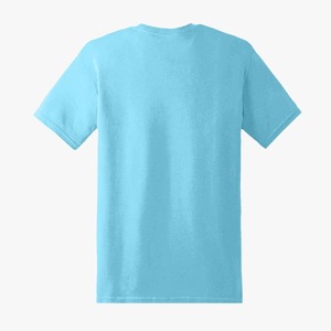 T-shirt pour homme bleu clair à manches courtes, col rond, coupe classique, décontracté, imprimé, en jersey de coton respirant 180g, style uni teint - Product Image 1