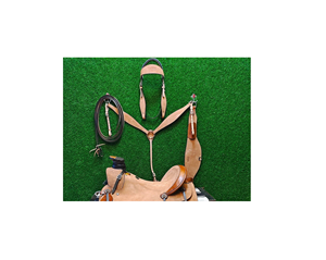 Silla de montar western ligera de cuero rugoso DD color bronce de 10 a 18 pulgadas con asiento rígido y juego de aparejos para carreras de caballos - Product Image 2