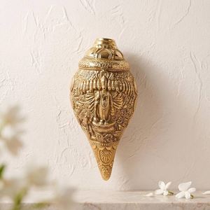 Elegant Brass Shankh Sculpture Handcrafted Decorative Figurine For <b>Home</b> Temple Wholesale From India - Product Image 2