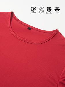 <b>Hot</b> Selling Premium Custom Mesh Practice Jersey Men's Short Sleeve Mesh Sport Wear Breathable Solid Color <b>Red</b> for Fitness - Product Image 5
