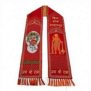 Khes en coton personnalisé pour le festival des temples hindous avec impression numérique de mantras sacrés - Product Image 1