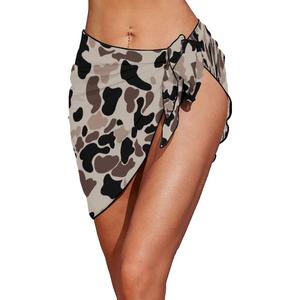 Custom Halter Neck Pink White <b>Camo</b> Print Women's Swim Brief 2-Piece Set Reversible Quick Dry Spandex/Polyester for Summer Beach - Product Image 1