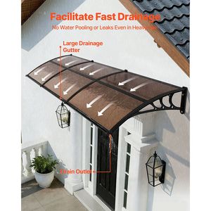Tenda da Sole per Porta d'Ingresso 38 X 117 con Staffa in ABS Rivestito per Protezione da Pioggia, Neve e Sole - Product Image 2