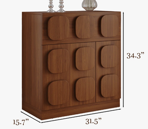Meuble de rangement en bois foncé très prisé, étagère de sol minimaliste à panneaux carrés arrondis pour l'aménagement moderne de la maison et du bureau - Product Image 3