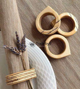 Anillo de Servilleta de Madera de Lujo para Boda, Clásico, Hecho a Mano, Duradero y Ecológico, Accesorios para la Mesa de Comedor de Tradebyd - Product Image 2