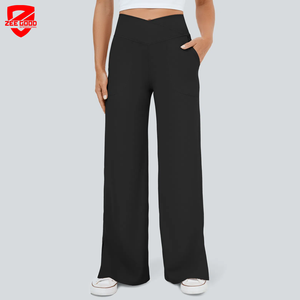 Pantalon de sport évasé V-Cross Fitness pour le levage des fessiers, taille croisée, leggings de yoga, tenue de sport pour la gym et l'extérieur, pantalon large pour l'entraînement - Product Image 1