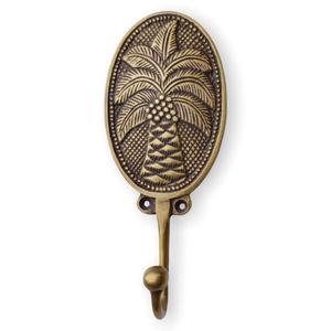 Patère murale vintage en laiton avec motif palmier, patère simple pour vêtements, accessoire de rangement en métal, pièce moulée à la main - Product Image 1