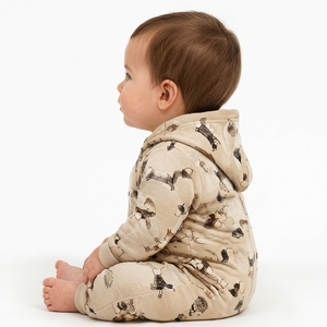 Conjunto de chándal con capucha para bebé al por mayor, estampado de animales, sudadera con capucha de manga larga con cremallera y pantalones jogger a juego para bebés y niños pequeños - Product Image 5