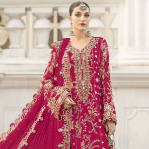 Costume sans paillettes, taille unique, avec broderie à la main, pour tenues pakistanaises et indiennes - Product Image 1