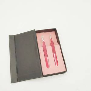 Juego de 2 Pinzas de Precisión para Pestañas de Acero Inoxidable Rojo con Puntas Rectas e Inclinadas de 10 mm de Longitud - Product Image 3