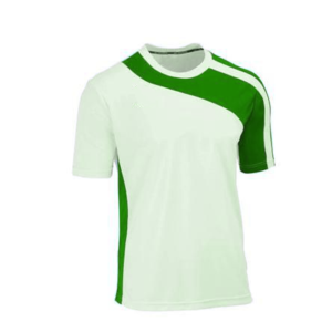 Maillot de football pour homme, blanc et vert, à blocs de couleur, manches courtes, col rond, polyester respirant, coupe classique, toutes saisons - Product Image 4