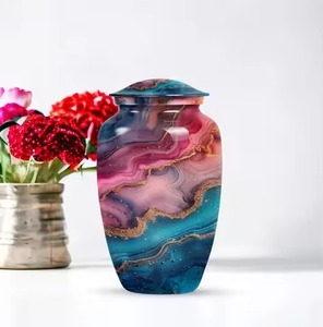 Nouvelles urnes funéraires en gros pour crémation, urne métallique colorée à motif floral colibri pour usage en maison funéraire - Product Image 6