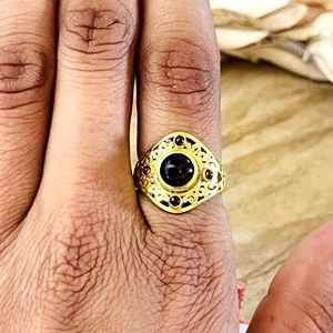 High Demand Boho Floral Garnet <b>Ring</b> Boho Brass Jewelry for Women 18k Gold Plated Vintage <b>Statement</b> <b>Ring</b> for Wholesale/OEM/ODM - Product Image 4