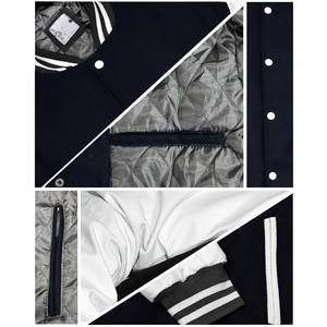 Vestes de baseball universitaires en laine chenille brodée avec logo personnalisé pour l'hiver, manches en cuir, pour hommes. - Product Image 6