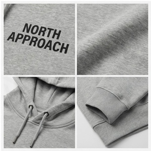 เสื้อฮู้ดผู้ชาย North Approach สีเทา ผ้าฝ้ายเฟรนช์เทอร์รี่ สไตล์ลำลอง มีกระเป๋าหน้า ทรงปกติ เหมาะสำหรับใส่ในฤดูใบไม้ร่วง - Product Image 4