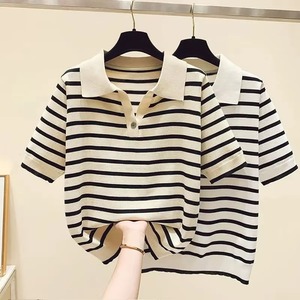 Women Striped <b>Polo</b> <b>Neck</b> Short Sleeve Knit <b>T</b> <b>shirt</b> Casual Breathable Regular Fit Summer Top office <b>polo</b> <b>shirt</b> Women cotton pol - Product Image 6