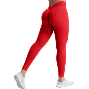 Leggings de Yoga Sólidos con Cintura en V sin Costuras, de Alta Elasticidad, Levanta Glúteos, Transpirables, Pantalones Deportivos Largos para Mujer - Product Image 1